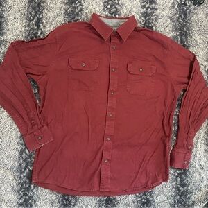 Wrangler Men’s Large Burgundy Button Front Long Sleeve Collared Shirt